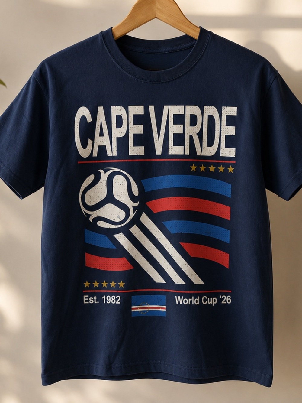 Vintage Cape Verde Soccer World T-SHIRT NAVY